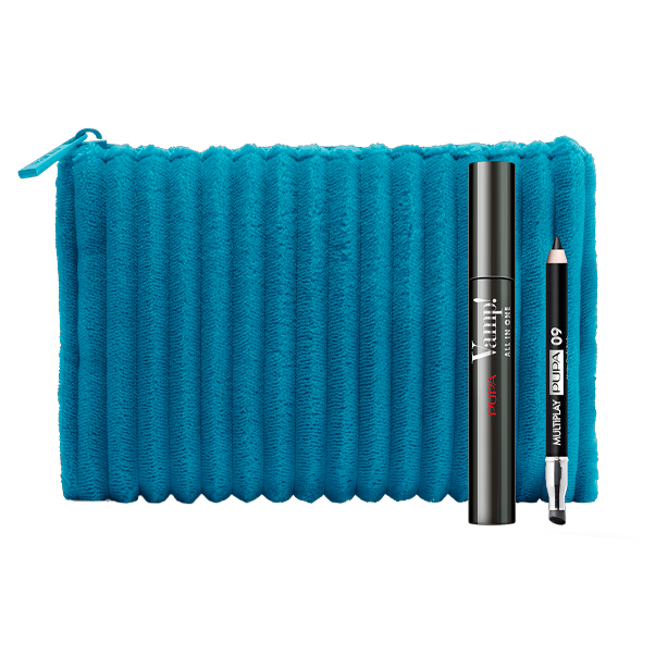 Набор (VAMP! ALL IN ONE Тушь для ресниц + MINI MULTIPLAY Миникарандаш для глаз + косметичка)