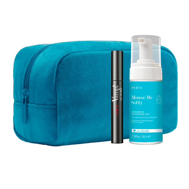 Набор (VAMP! ALL IN ONE Тушь для ресниц + MOUSSE ME SOFTLY Мусс для лица + косметичка)